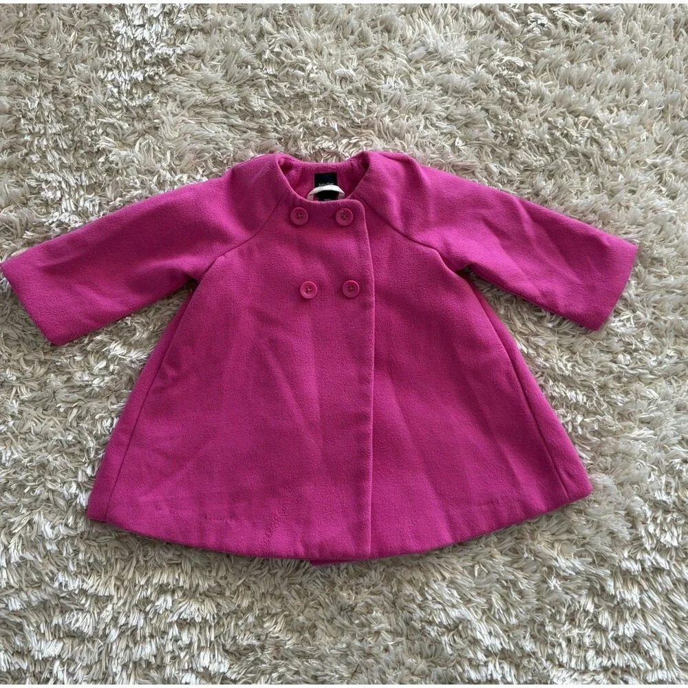 Baby Gap Pink Pea Coat Infant Size 6-12 Months Button Front Jacket Bow Holiday